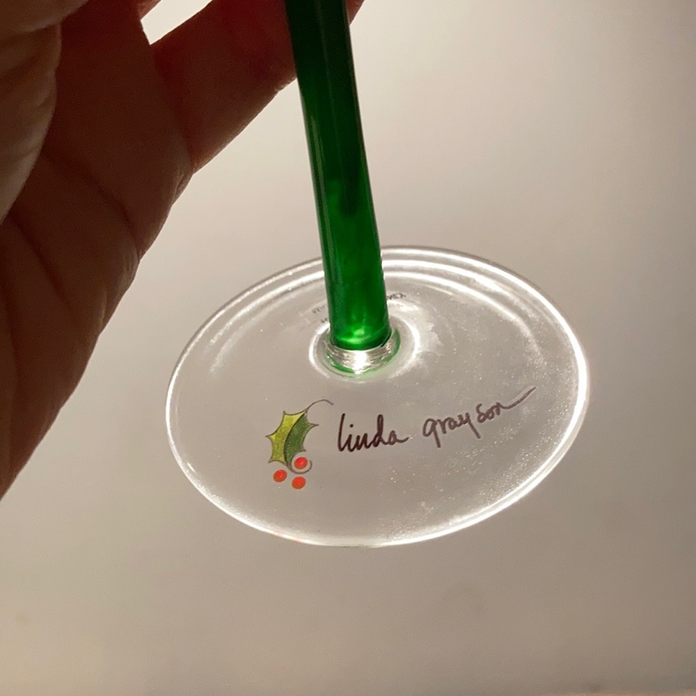NIB Christmas Wine Glass set w/ festive cork - Picture 7 of 10